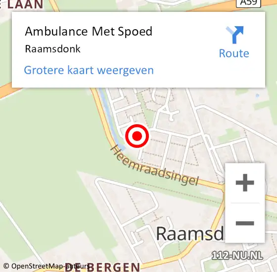 Locatie op kaart van de 112 melding: Ambulance Met Spoed Naar Raamsdonk op 18 maart 2025 17:47