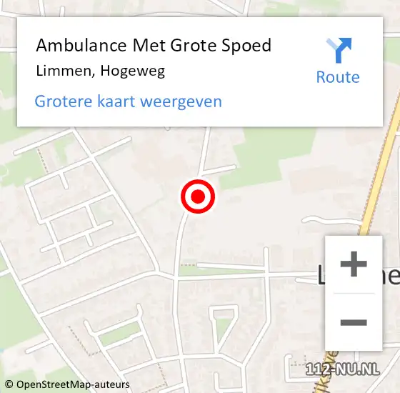 Locatie op kaart van de 112 melding: Ambulance Met Grote Spoed Naar Limmen, Hogeweg op 18 maart 2025 20:45