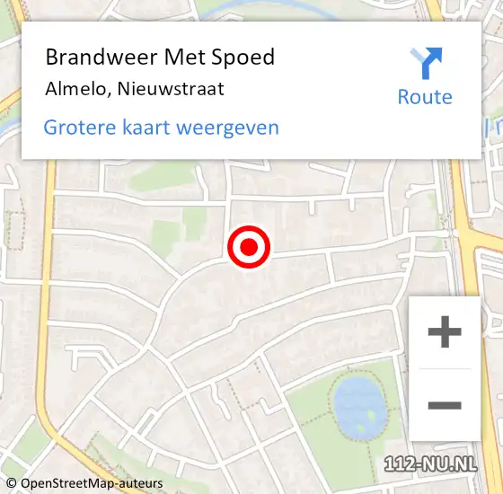 Locatie op kaart van de 112 melding: Brandweer Met Spoed Naar Almelo, Nieuwstraat op 18 maart 2025 23:38