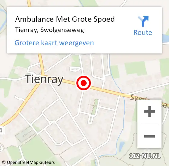 Locatie op kaart van de 112 melding: Ambulance Met Grote Spoed Naar Tienray, Swolgenseweg op 10 november 2014 11:05