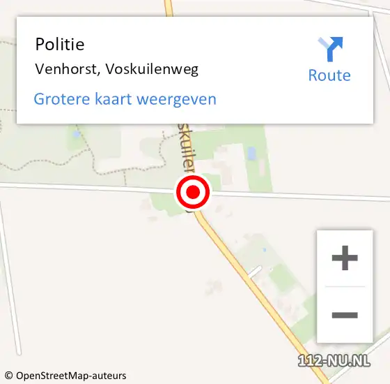 Locatie op kaart van de 112 melding: Politie Venhorst, Voskuilenweg op 10 november 2014 11:05