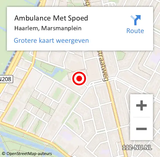 Locatie op kaart van de 112 melding: Ambulance Met Spoed Naar Haarlem, Marsmanplein op 19 maart 2025 09:12