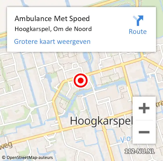 Locatie op kaart van de 112 melding: Ambulance Met Spoed Naar Hoogkarspel, Om de Noord op 19 maart 2025 10:50