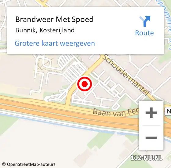 Locatie op kaart van de 112 melding: Brandweer Met Spoed Naar Bunnik, Kosterijland op 10 november 2014 11:38