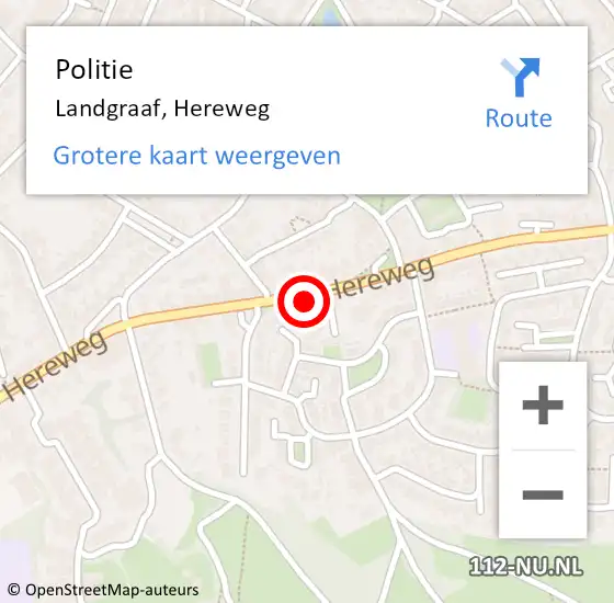 Locatie op kaart van de 112 melding: Politie Landgraaf, Hereweg op 19 maart 2025 13:39
