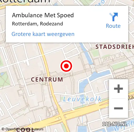 Locatie op kaart van de 112 melding: Ambulance Met Spoed Naar Rotterdam, Rodezand op 19 maart 2025 15:11