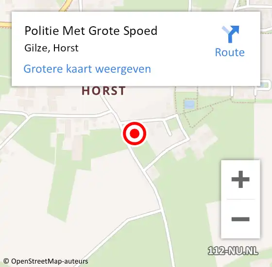 Locatie op kaart van de 112 melding: Politie Met Grote Spoed Naar Gilze, Horst op 19 maart 2025 15:33