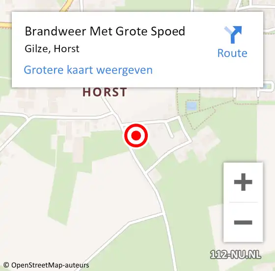 Locatie op kaart van de 112 melding: Brandweer Met Grote Spoed Naar Gilze, Horst op 19 maart 2025 15:37