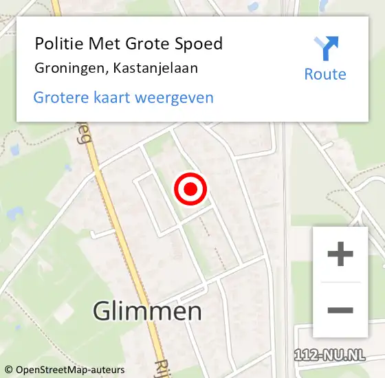 Locatie op kaart van de 112 melding: Politie Met Grote Spoed Naar Groningen, Kastanjelaan op 19 maart 2025 16:04
