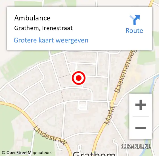 Locatie op kaart van de 112 melding: Ambulance Grathem, Irenestraat op 10 november 2014 12:24