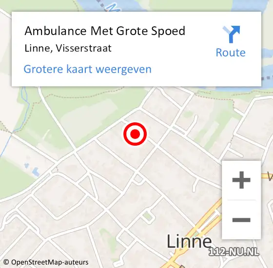 Locatie op kaart van de 112 melding: Ambulance Met Grote Spoed Naar Linne, Visserstraat op 10 november 2014 12:26