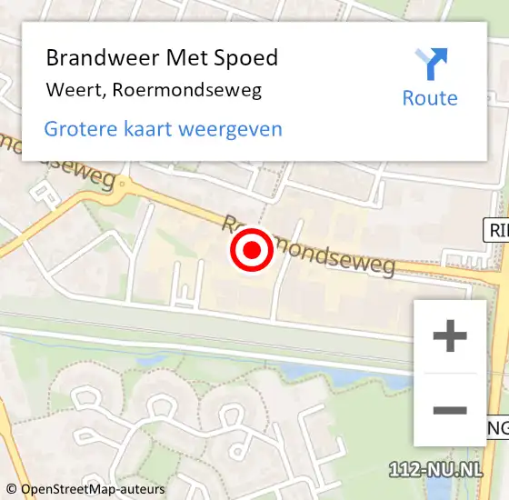 Locatie op kaart van de 112 melding: Brandweer Met Spoed Naar Weert, Roermondseweg op 19 maart 2025 19:06