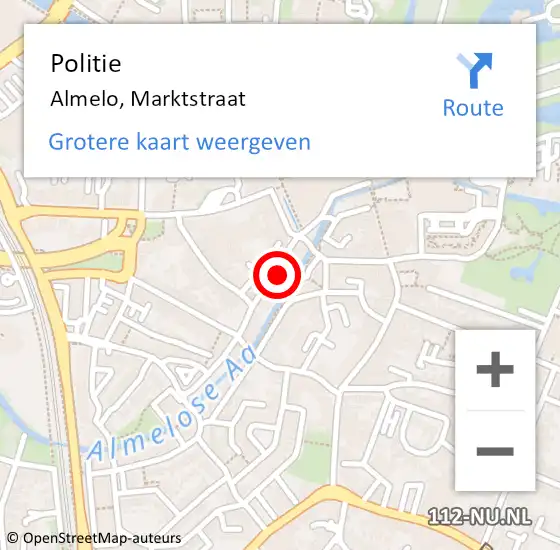 Locatie op kaart van de 112 melding: Politie Almelo, Marktstraat op 19 maart 2025 20:25