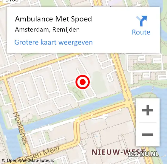 Locatie op kaart van de 112 melding: Ambulance Met Spoed Naar Amsterdam, Remijden op 20 maart 2025 07:48