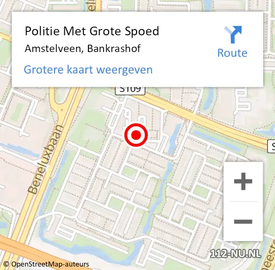 Locatie op kaart van de 112 melding: Politie Met Grote Spoed Naar Amstelveen, Bankrashof op 20 maart 2025 08:30