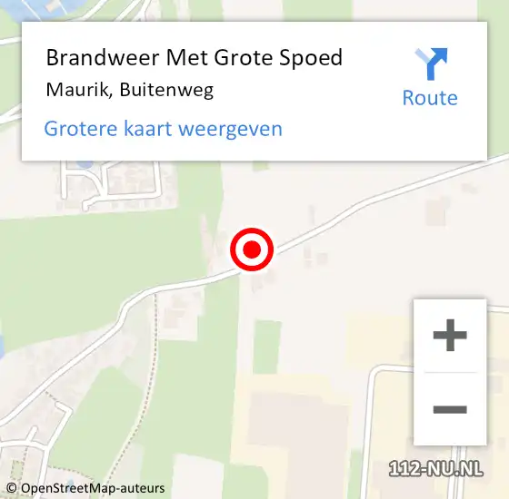 Locatie op kaart van de 112 melding: Brandweer Met Grote Spoed Naar Maurik, Buitenweg op 10 november 2014 13:15