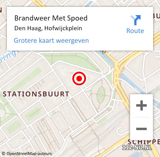 Locatie op kaart van de 112 melding: Brandweer Met Spoed Naar Den Haag, Hofwijckplein op 20 maart 2025 12:05