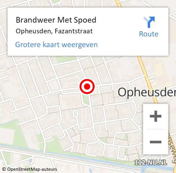 Locatie op kaart van de 112 melding: Brandweer Met Spoed Naar Opheusden, Fazantstraat op 10 november 2014 13:35