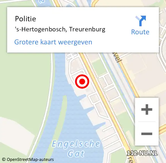 Locatie op kaart van de 112 melding: Politie 's-Hertogenbosch, Treurenburg op 20 maart 2025 14:19