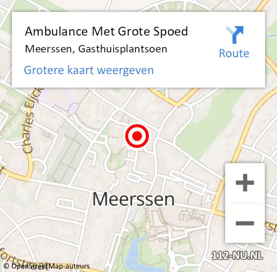 Locatie op kaart van de 112 melding: Ambulance Met Grote Spoed Naar Meerssen, Gasthuisplantsoen op 10 november 2014 13:55