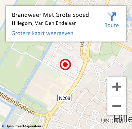 Locatie op kaart van de 112 melding: Brandweer Met Grote Spoed Naar Hillegom, Van Den Endelaan op 10 november 2014 14:10