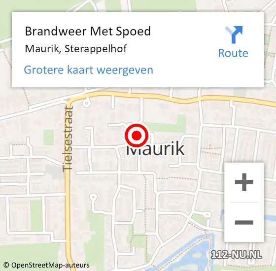 Locatie op kaart van de 112 melding: Brandweer Met Spoed Naar Maurik, Sterappelhof op 10 november 2014 14:11