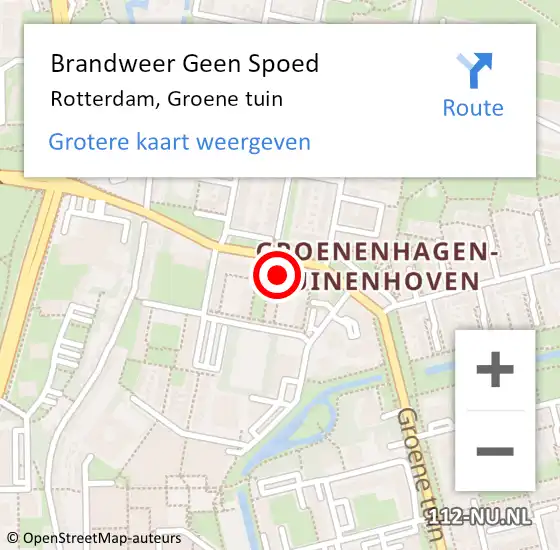 Locatie op kaart van de 112 melding: Brandweer Geen Spoed Naar Rotterdam, Groene tuin op 20 maart 2025 18:13