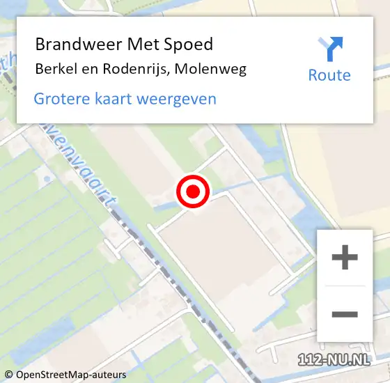 Locatie op kaart van de 112 melding: Brandweer Met Spoed Naar Berkel en Rodenrijs, Molenweg op 20 maart 2025 18:34