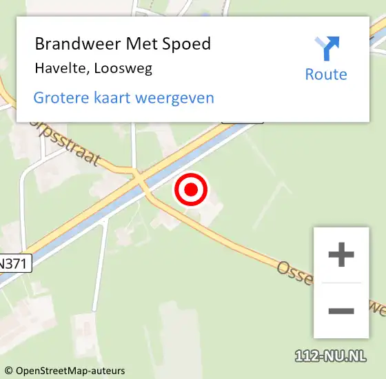 Locatie op kaart van de 112 melding: Brandweer Met Spoed Naar Havelte, Loosweg op 10 november 2014 14:18