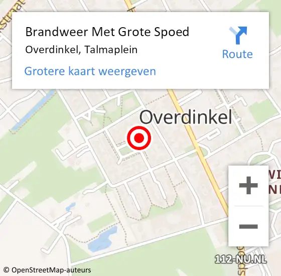 Locatie op kaart van de 112 melding: Brandweer Met Grote Spoed Naar Overdinkel, Talmaplein op 20 maart 2025 19:58