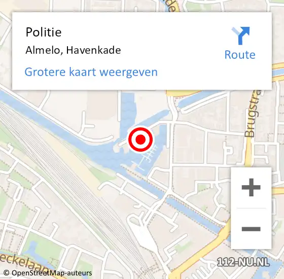 Locatie op kaart van de 112 melding: Politie Almelo, Havenkade op 20 maart 2025 21:02