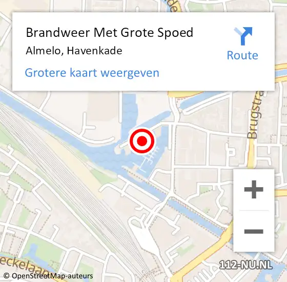 Locatie op kaart van de 112 melding: Brandweer Met Grote Spoed Naar Almelo, Havenkade op 20 maart 2025 21:04
