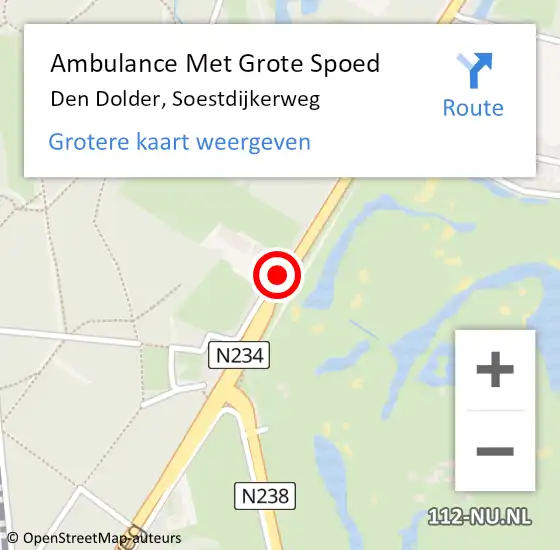 Locatie op kaart van de 112 melding: Ambulance Met Grote Spoed Naar Den Dolder, Soestdijkerweg op 10 november 2014 14:36