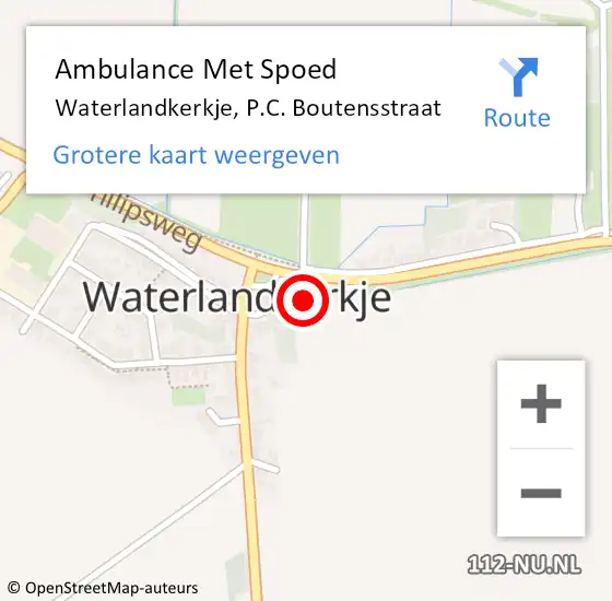 Locatie op kaart van de 112 melding: Ambulance Met Spoed Naar Waterlandkerkje, P.C. Boutensstraat op 10 november 2014 14:50