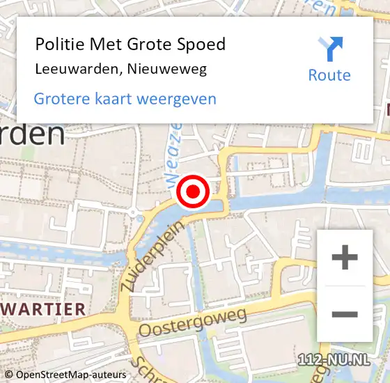 Locatie op kaart van de 112 melding: Politie Met Grote Spoed Naar Leeuwarden, Nieuweweg op 21 maart 2025 10:12