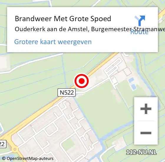 Locatie op kaart van de 112 melding: Brandweer Met Grote Spoed Naar Ouderkerk aan de Amstel, Burgemeester Stramanweg op 10 november 2014 15:30