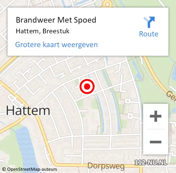 Locatie op kaart van de 112 melding: Brandweer Met Spoed Naar Hattem, Breestuk op 10 november 2014 15:37