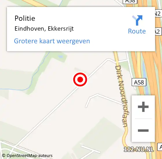 Locatie op kaart van de 112 melding: Politie Eindhoven, Ekkersrijt op 21 maart 2025 15:10