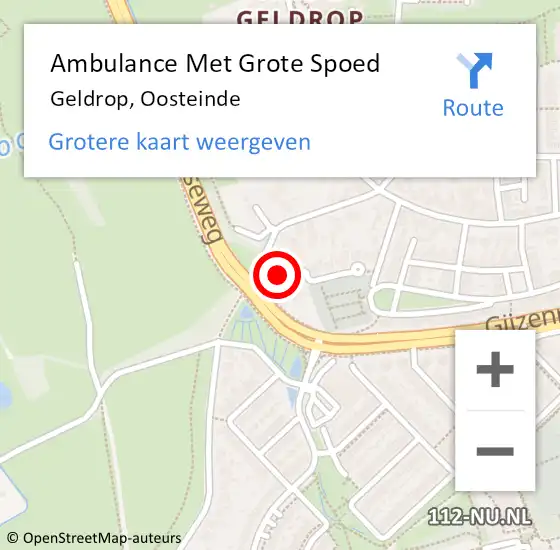 Locatie op kaart van de 112 melding: Ambulance Met Grote Spoed Naar Geldrop, Oosteinde op 10 november 2014 15:57