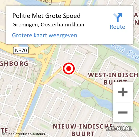 Locatie op kaart van de 112 melding: Politie Met Grote Spoed Naar Groningen, Oosterhamriklaan op 21 maart 2025 19:05