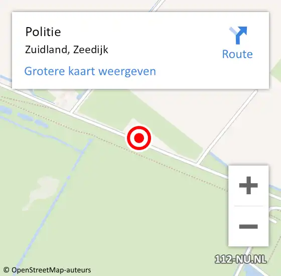 Locatie op kaart van de 112 melding: Politie Zuidland, Zeedijk op 21 maart 2025 19:20