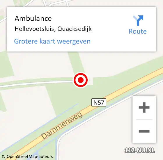 Locatie op kaart van de 112 melding: Ambulance Hellevoetsluis, Quacksedijk op 10 november 2014 16:33