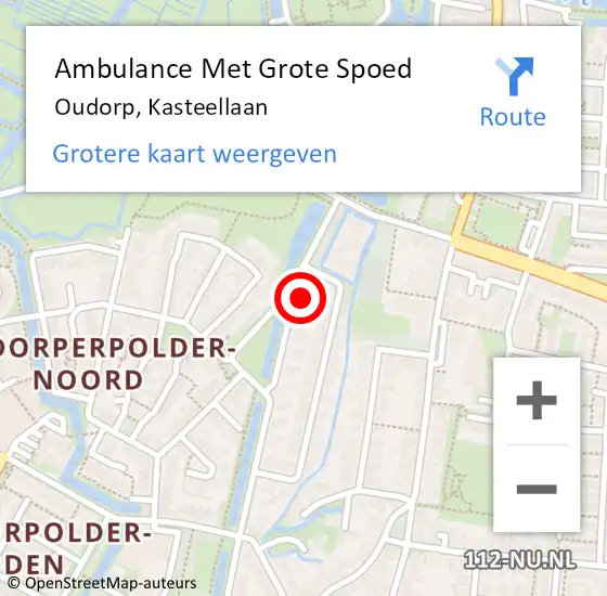 Locatie op kaart van de 112 melding: Ambulance Met Grote Spoed Naar Oudorp, Kasteellaan op 10 november 2014 16:35