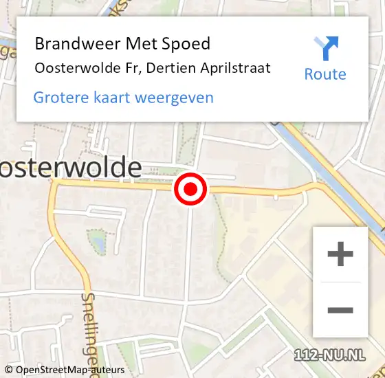 Locatie op kaart van de 112 melding: Brandweer Met Spoed Naar Oosterwolde Fr, Dertien Aprilstraat op 10 november 2014 16:45