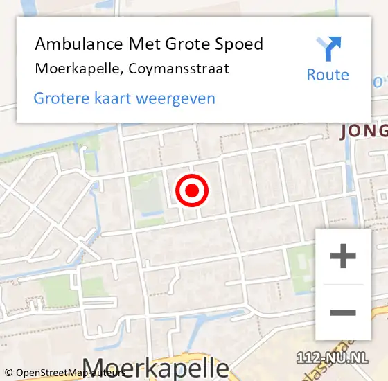 Locatie op kaart van de 112 melding: Ambulance Met Grote Spoed Naar Moerkapelle, Coymansstraat op 10 november 2014 16:48