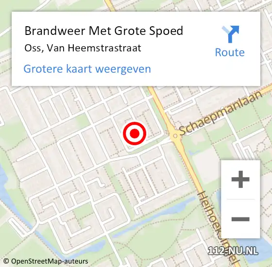 Locatie op kaart van de 112 melding: Brandweer Met Grote Spoed Naar Oss, Van Heemstrastraat op 22 maart 2025 02:37
