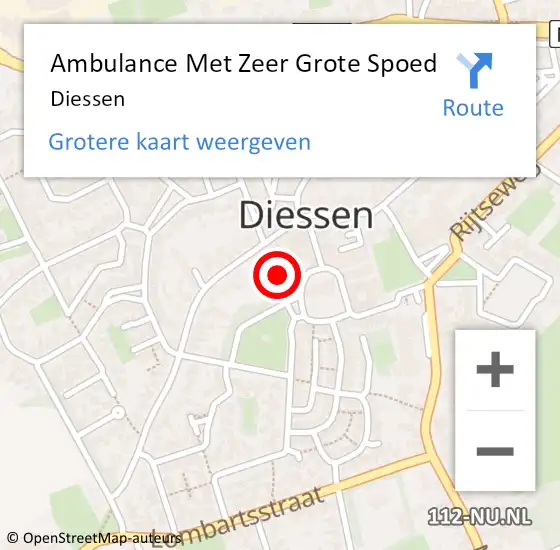 Locatie op kaart van de 112 melding: Ambulance Met Zeer Grote Spoed Naar Diessen op 22 maart 2025 07:51