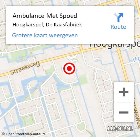 Locatie op kaart van de 112 melding: Ambulance Met Spoed Naar Hoogkarspel, De Kaasfabriek op 22 maart 2025 10:06