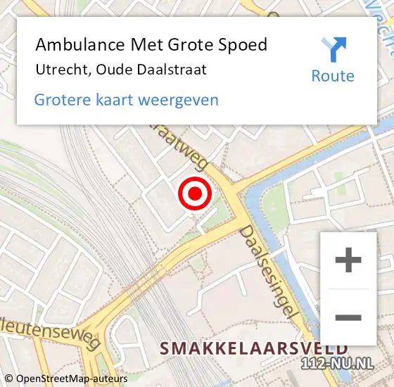 Locatie op kaart van de 112 melding: Ambulance Met Grote Spoed Naar Utrecht, Oude Daalstraat op 20 oktober 2013 16:12