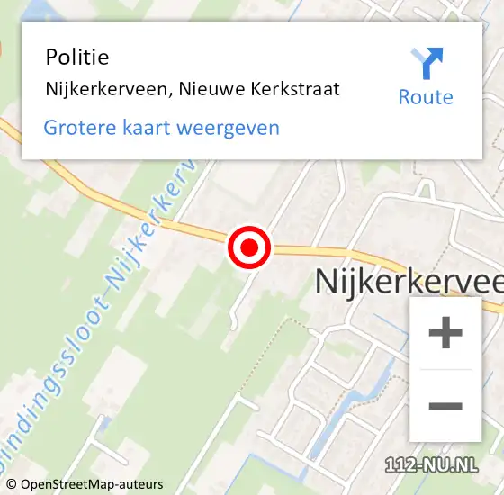 Locatie op kaart van de 112 melding: Politie Nijkerkerveen, Nieuwe Kerkstraat op 10 november 2014 17:19